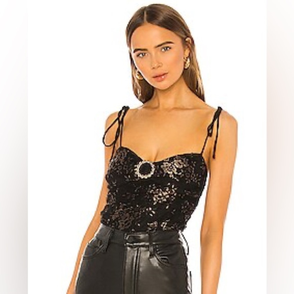 Revolve | Lovers and Friends Horn Bodysuit in Black & Bronze